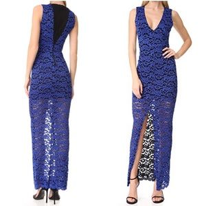 Alice + Olivia Blue Lace Evening Maxi Dress